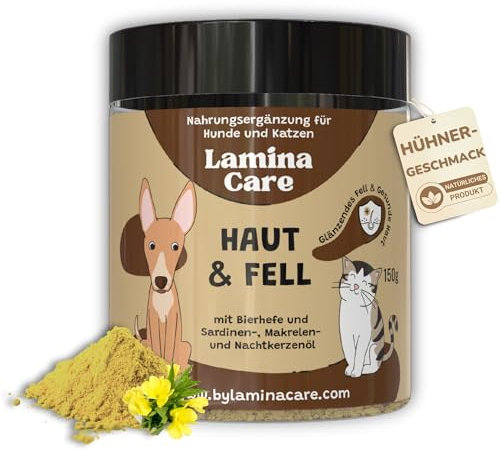Lamina Care - Rimedi Dermatite Cane e Gatto in Polvere con Omega 3, Soluzione Naturale Contro il Prurito Cane, Integratori per Cani con Olio di Pesce per Cani e Gatto per una Pelle e un Manto Sani