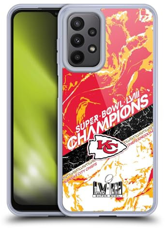 Head Case Designs Offizielle NFL Marmor Der Kansas City Chiefs Meister des Super Bowl LVIII 2024 Soft Gel Handyhülle Hülle kompatibel mit Samsung Galaxy A23 / 5G (2022)