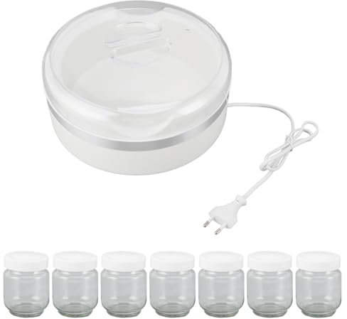 Yogurtera Eléctrica con 7 Tazas, Múltiples Sabores, Control de Temperatura Constante, Olla Interior de Acero Inoxidable, para Uso Doméstico, con Frascos de Vidrio (-3113240014512)