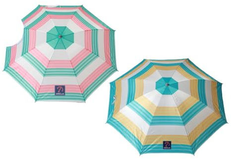 Atosa Sombrilla de Playa Diseño Rayas Multicolor Orientable Metálica de Hierro Ø220 cm Nylon Protección UPF 50+ Surtida en 2 Posibilidades con Funda