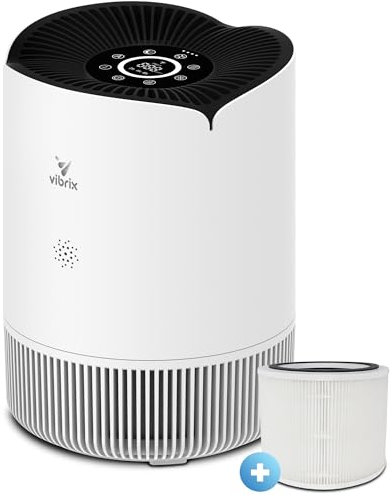 Vibrix PureFlow30 Luftreiniger mit H13 True HEPA-Filter - 5-Stufige Filtration mit Aktivkohlefilter, App-Steuerung Ionisator Luftreiniger, Energiesparend Luftfilter Ideal für Räume bis 50 m²