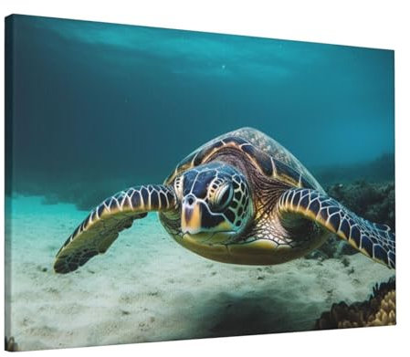 Leinwandbild, Gemälde, Unterwasser-Tauchen, Meeresschildkröte, Kunstwerk, Fotodrucke, moderne Wanddekoration, Poster, gerahmt, fertig zum Aufhängen, für Küche, Bad, Büro, Heimdekoration, 40 x 60 cm