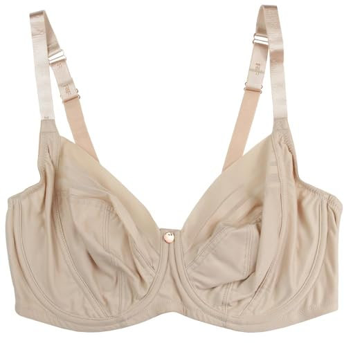 New Ladies Underwired Full Cup Bra Girls Firm Support Nude Beige Skin UK Womens Regular and Plus Size (Nude, 40G)