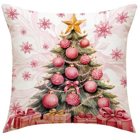 Outdoor Kissen Set Weihnachtsbaum Weihnachtskissenbezug Weihnachtsdekoration Wohnzimmer Sofa Weihnachten Schneemann Kissenbezug Kissenbezug Seide Kopfkissenbezug 40 80 cm (C, One Size)