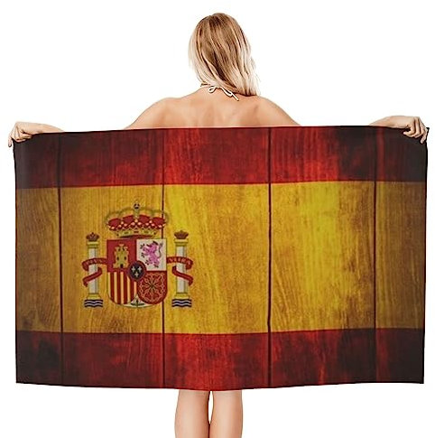 Playa Accesorios Bandera De España Toallas De Baño Microfibra Toallas De Playa Ligera Portátil Toalla Piscina para Sauna, Gimnasio, Playa, 80X130Cm