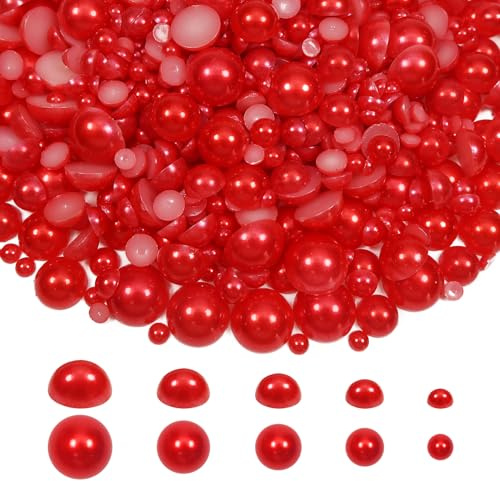 TOAOB 1000 Stück Rot ABS Halbrunde Nachahmung Perlen 4 mm bis 12 mm