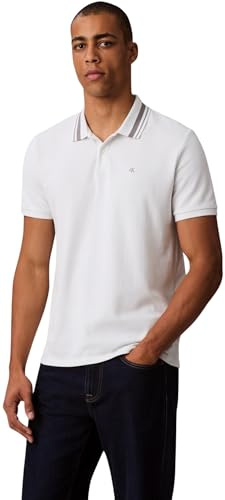 Calvin Klein Herren Poloshirt Kurzarm Monogram Pique Tipped aus Baumwolle