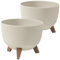 Tymar Macetero con patas, macetas para exteriores, maceta grande, macetero, macetero, macetero, macetero redondo (2 unidades), color beis, diámetro de 24 cm
