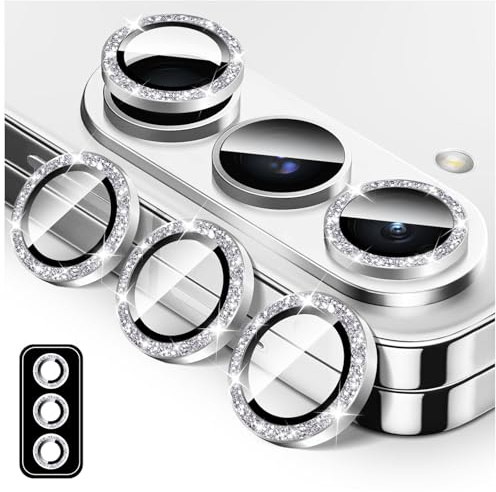 LucBuy Bling Camera Lens Protector for Samsung Galaxy Z Fold 4, 9H Tempered Glass Camera Cover Film Stickers, Glitter Automatic-Alignment Individual Metal Ring Screen Protector