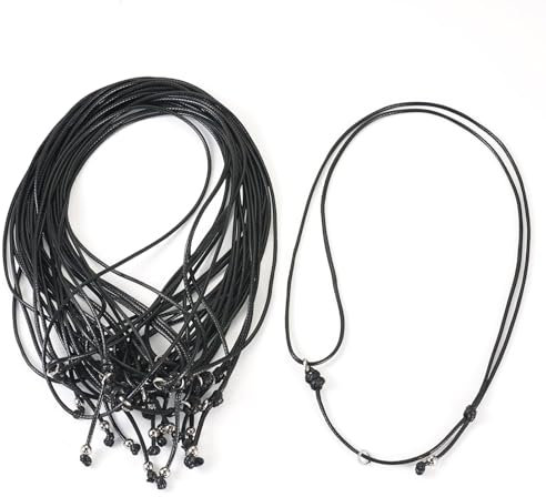 Spritewelry 15 cordini regolabili per collane, collane in corda nera in poliestere cerato, doppio nodo per fai da te, coppie, amicizia, collane e gioielli