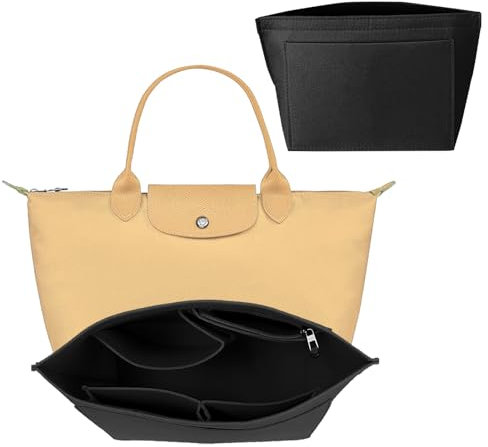 APMGONT Organizer für Longchamp Tasche, klappbar Geldbörse Organizer für Tasche, Filz-Geldbörsen-organizer-Einsatz, für Longchamp Le Handtascheneinsatz (Schwarz, L)