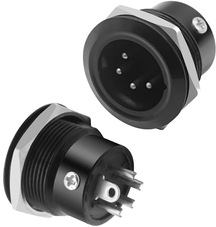 MEIRIYFA 4 Pin XLR Panel Mount Audio Adapter Konnektor, 2Pack 4Pin XLR Stecker Lötanschluss Mikrofon Mount Stecker für Lautsprecher Mikrofon DMX Ausrüstung (4Pin Stecker)
