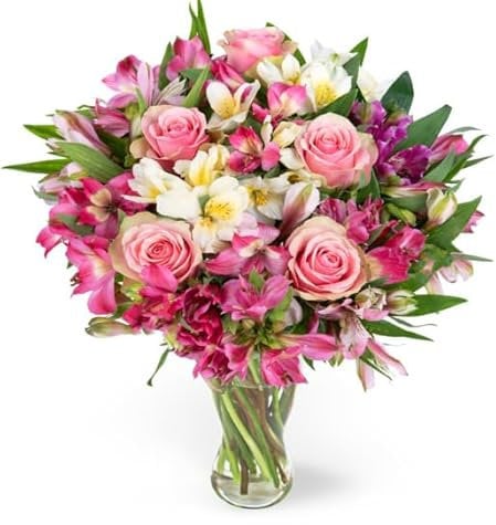 Peruvian Lily & Rose - Fresh Flowers - Birthday, Anniversary, Get Well, Thank You, Occasion Flower - Cut Floral Arrangement for Gifts, Weddings, Sympathy, Celebrations, Mothers day (Large)