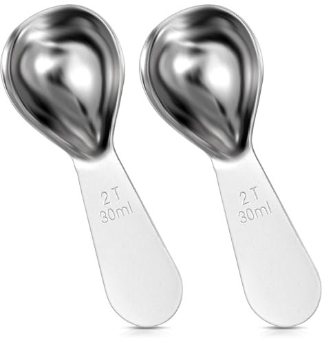 BOHUIZ Coffee Scoop 2 Tablespoon Measuring Spoons, 2pcs 30ml Short Handle Stainless Steel Coffee Spoon Fits into Canisters for Ground Coffee Protein Powder Sugar Cereal.(30ml)