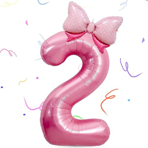 2 Palloncino Elio, Palloncini Numeri 2 Decorazione, Foil Palloncini Numeri 2, Palloncino Numero Rosa, Palloncino Numero Gigante, per Bambino Compleanno, Baby Shower, Anniversario