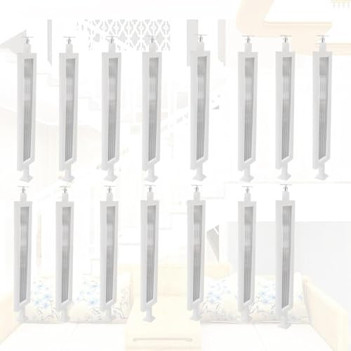 Lot de 15 rampes d'entrée en fer forgé de 37,4 pouces de haut avec socle plat, décoration intérieure et extérieure, balustrade (blanc, 15 paquets)