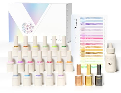 VENALISA UV Nagellack Set 18 Farben Glitzer Katzenauge blau lila rosa orange gelb grün Farbgel für Gelnägel Gellack Gel Polish Gelnägel für Nägel