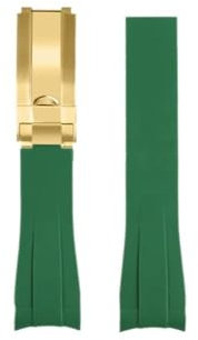 NBCNZCTSAS Silikonkautschuk-Uhrenarmband, passend for Rolex, passend for Daytona, passend for Submariner Yacht Master, 20 mm, einfarbig, schwarz, blau, rot, grün, weiß, braun(Green-gold)