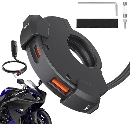 Cargador USB para Motocicleta - Cargador De Enchufe - Puerto USB PD30W Resistente Al Agua con Adaptador para Manillar De Moto, Bicicletas Y Viajes En Moto