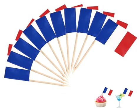 Pack of 100 France toothpick flags, France decoration, French decorative flag, mini cupcake topper, France flag, cocktail decoration, toothpick with flags, for football European Championships Olympic