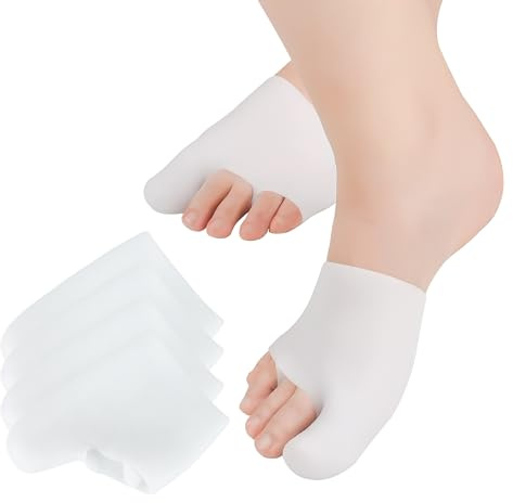 DYKOOK Gel Big Top Cap 2 Pair of Metatarsal Pad Sleeves Big Toe Protector Bunion Cushions for Women and Men to Help with Bunion Pain Prenvent Corn,Callus,Blisters,Ingrown Toenails (White Large)