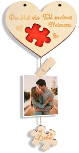 DPKOW Besondere Geschenk für Valentinstag Sie Ihn, Hängedeko Herz Bilderrahmen für Paare Valentinstag Jahrestag Geschenke Freund Freundin Mann Frau Valentinstaggeschenk Hochzeitstag