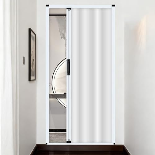 AMUFJJ Falttür Falttüren Innenfalttür Ohne Bohren, 200–203 cm Hoch, Einziehbare Falttür/Trennwandtür, 61–110 Breit, Mit Zellgewebe(White,W x h 100x203cm)