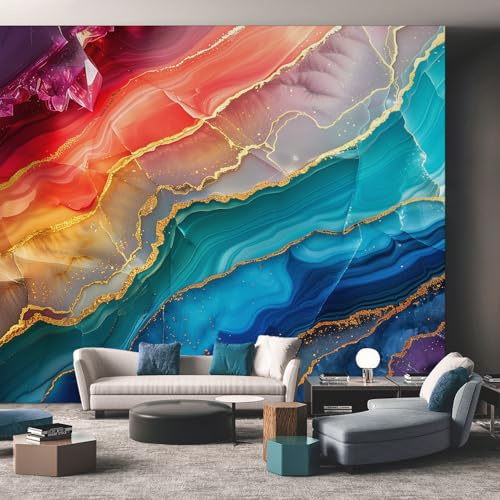 Colorful Marble Wallpaper - Modern Texture Wall Mural - Wall Murals for Living Room Bedroom - Photo Wallpaper & Home Decor Art - 200 x 140 cm A-2024