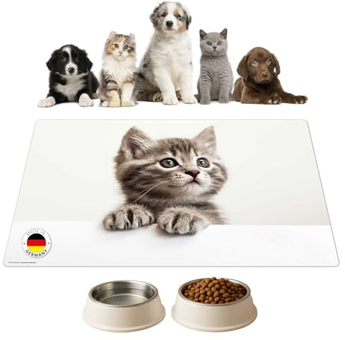 Napfunterlage | Futtermatte für Hunde und Katzen „Baby Kätzchen “ aus Premium Vinyl - 60x40 cm – rutschhemmend, abwaschbar, reißfest - Made in Germany