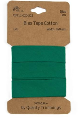 Die Stofftante Baumwoll-Schrägband | vorgefalztes Einfassband | aus Baumwolle | 28 Farben | Coupons á 3 Meter x 20mm (Grass Green)