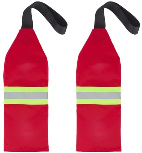 GORGECRAFT 2Pcs High Visibility Safety Flag Red Safety Tow Flag with Reflective Strip Waterproof Oxford Fabric Warning Signs with Webbing for Trucks Loads Boat Kayak Canoe Towing Bike Trailer