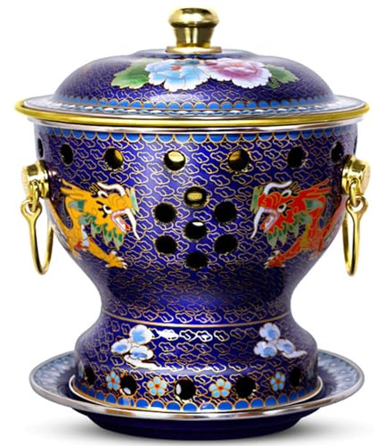 ASerZenith Chinese Copper Hot Pot, Chinese Traditional Old Beijing Copper Hot Pot, Split Design Thick Mongolian Cattle Hotpot Shabu Pot For Family Gathering For Family Friends, Partie, Cyan