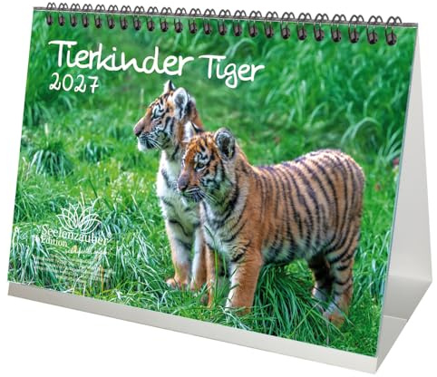 Tierkinder Tiger DIN A5 Tischkalender für 2027 Tiger - Seelenzauber
