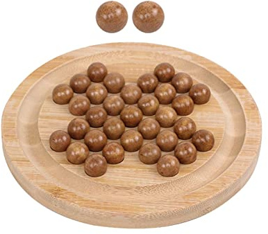 DuskHaven Brettspiel Aus Holz, Murmel, Wohnzimmerdekoration, Ming Schach Und 33 Murmeln, Klassisches Pädagogisches Familienspiel für Teenager, Durchmesser 180 mm