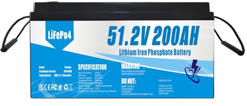 Batteria a ciclo profondo, batteria al litio ferro fosfato da 10 kWh, 48V(51,2V) 200Ah, per sostituire le batterie al piombo-gel, per l'energia solare, per l'alimentazione di emergenza, ecc.