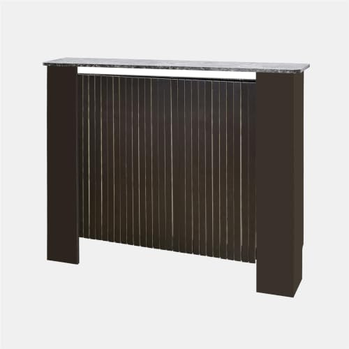 OHS Medium Radiator Cover Ribbed, Modern Slatted Front MDF Cabinet Decorative Heater Cover with Top Shelf Radiator Covers for Living Room Bedroom Hallway, Marble Dark Wood - 102 x 82 x 19cm
