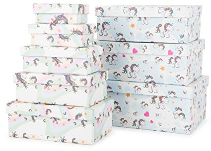 Michel Toys Einhorn-Geschenkboxen, Karton, mehrfarbig, 9 x 5,5 x 3,5 cm