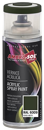Ambro-Sol V4006009 Vernis peinture Acrylique Multi-Usage, Peinture Brillante pour Intérieur et Extérieur, Adapté a Tous Type de Matériau, Aérosol En Fer-Blanc Recyclable de 400 ml, Vert Sapin