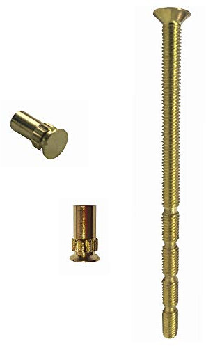 M5 x 90mm Brass Door Handle Pozi Screws with Brass Security Bolt Carriage Sleeve Male to Female Connecting Screws for Door Handle, Knobs Es-cutcheons and Others (Pack of 2)