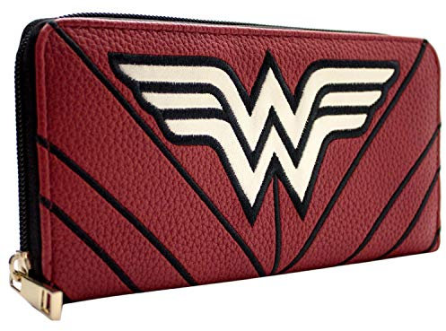 Wonder Woman DC Étoiles & Rayures Costume de Guerrière Emblème Porte-Monnaie/Portefeuille Pochette Poche à Monnaie & Porte-Cartes, Rouge