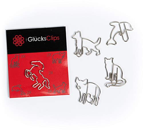 Büroklammern Set, 10x Büroklammer mit 5 Tiermotiven, als Deko oder Lesezeichen. Paperclip I Paper Clips, Briefklammer oder Bookmark, für Büro oder Zuhause, S002