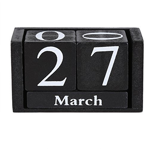 Tisch Dauerkalender, Kalender Block aus Holz, Datumsanzeige Schreibtisch Dekoration Vintage Holz Desktop Kalender Holzblock Home Office Dekoration