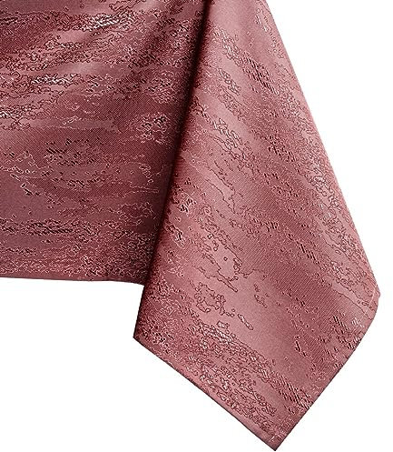 AmeliaHome 80x80 cm Tischdecke Tischtuch Tafeldecke Fleckschutz Lotuseffekt Abwaschbar Wasserabweisend Ornament Altrosa Vesta