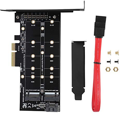 PCI Adapter Card, PCI-E 4X to M.2 NVMe SSD NGFF Adapter Card with WIN7/WIN8/WIN8.1/WIN10, PCI-E Extender Riser Card B-key+M-key Expansion Dual Interface