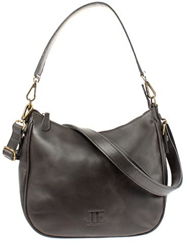 LECONI Schultertasche Henkeltasche Damentasche Umhängetasche natur weiche Ledertasche Handtasche Damen Leder 30x27x11cm dunkelgrau LE0063-buf