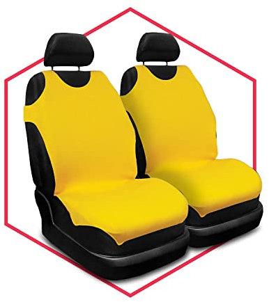Saferide 2er Set Autositzbezüge PKW universal | Auto Sitzbezüge Polyester Gelb für Airbag geeignet | für Vordersitze | 1+1 Autositze vorne