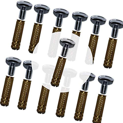 PisciHogar | Tornillos de Anclaje para Cobertor, Lona, Cubierta de Piscina | Incluye Tornillo de Acero INOX + Taco latón + “Expansor” Allen de Acero INOX | Ø 10 mm | Pack de (12 Uds)