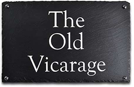 Rustic Slate Black/Charcoal Grey House Signs, Personalised With Your House Name/Number (355mm x 200mm x 8mm)