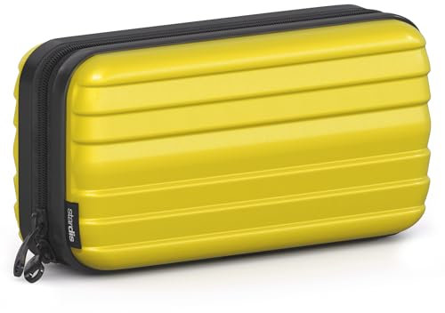 stardis Trousse de Toilette Rigide - pour Homme et Femme - en Forme de Valise - Étanche - Mini Valise - Aspect - pour Femmes, Hommes, Enfants, Jaune Jonquille, Trousse de Toilette