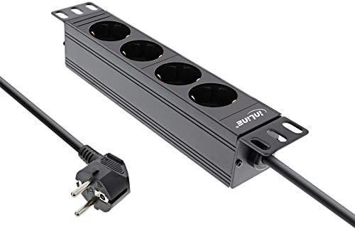 InLine® 10 Steckdosenleiste, 4-Fach Schutzkontakt, ohne Schalter, 2m, schwarz